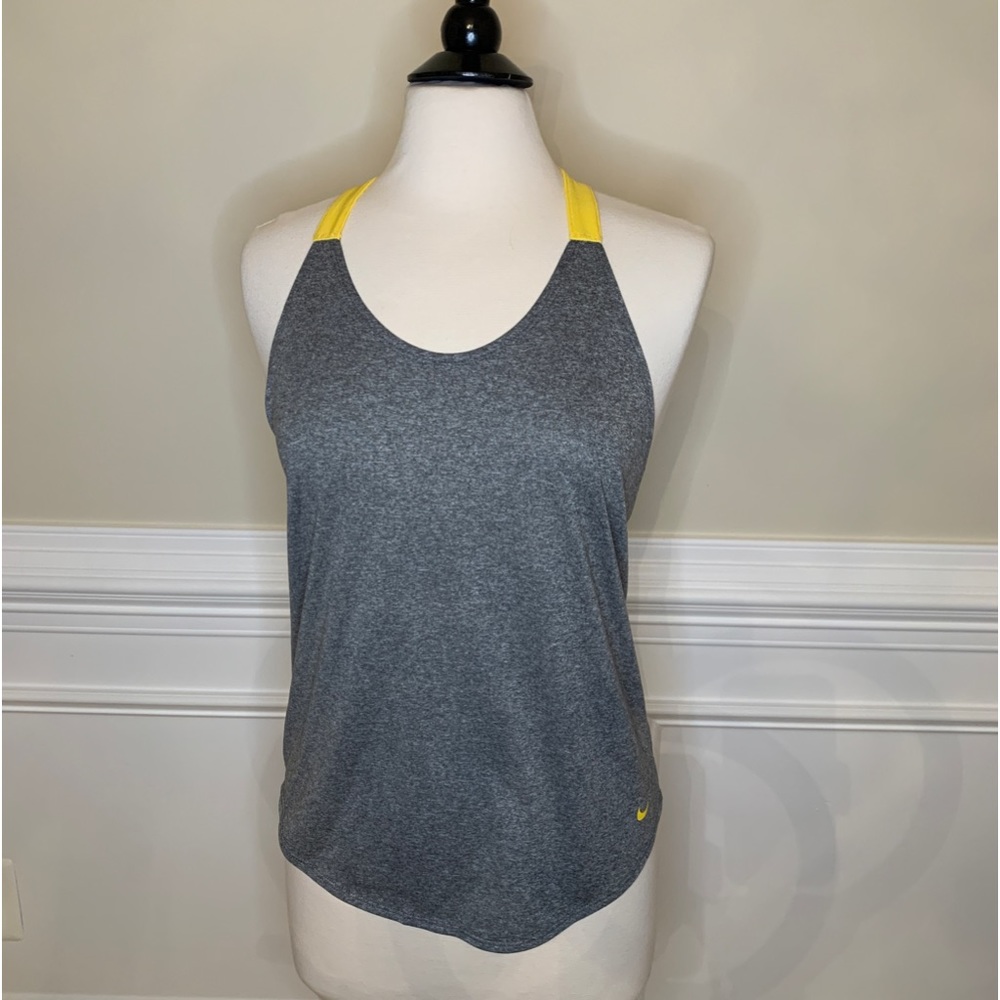Nike Elastika Dri-FIT Tank Top | Gray & Yellow | Size S | EUC